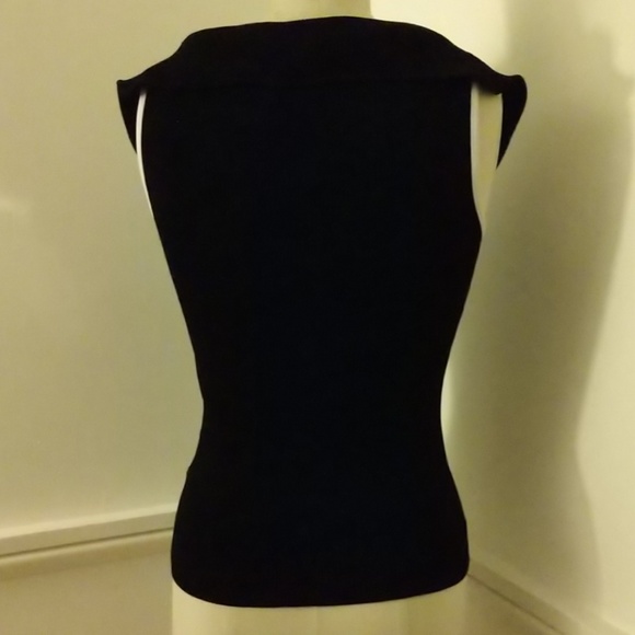 #30 KNIT Black & White Sleeveless Zippered Belldini Designer Tank Top wBLING NWT - Picture 4 of 6